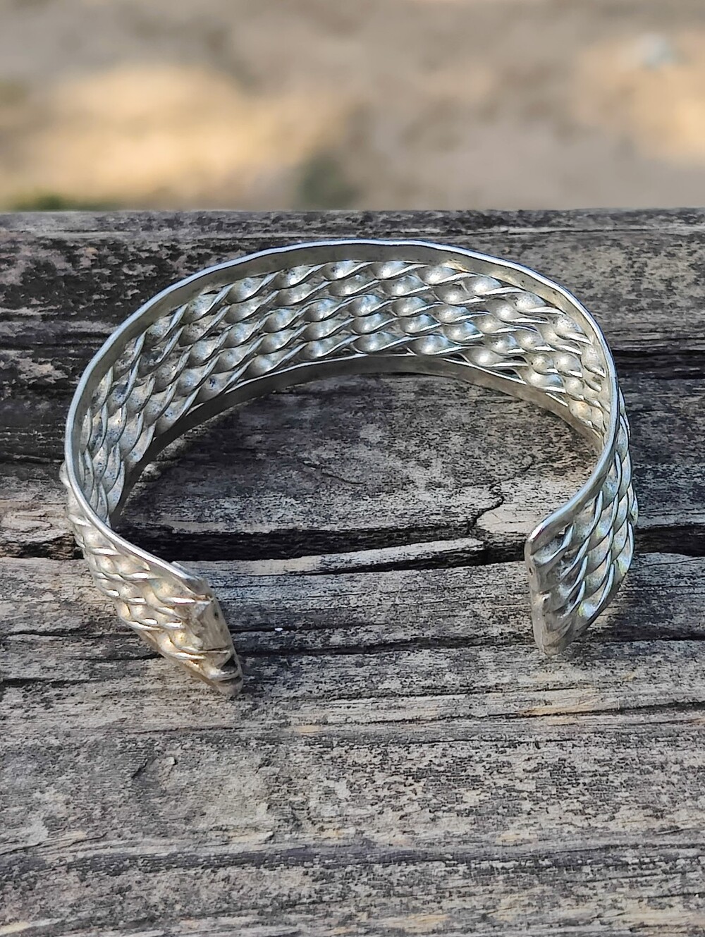 Wide Vintage Sterling Silver Cuff Bracelet - Picture 6 of 10